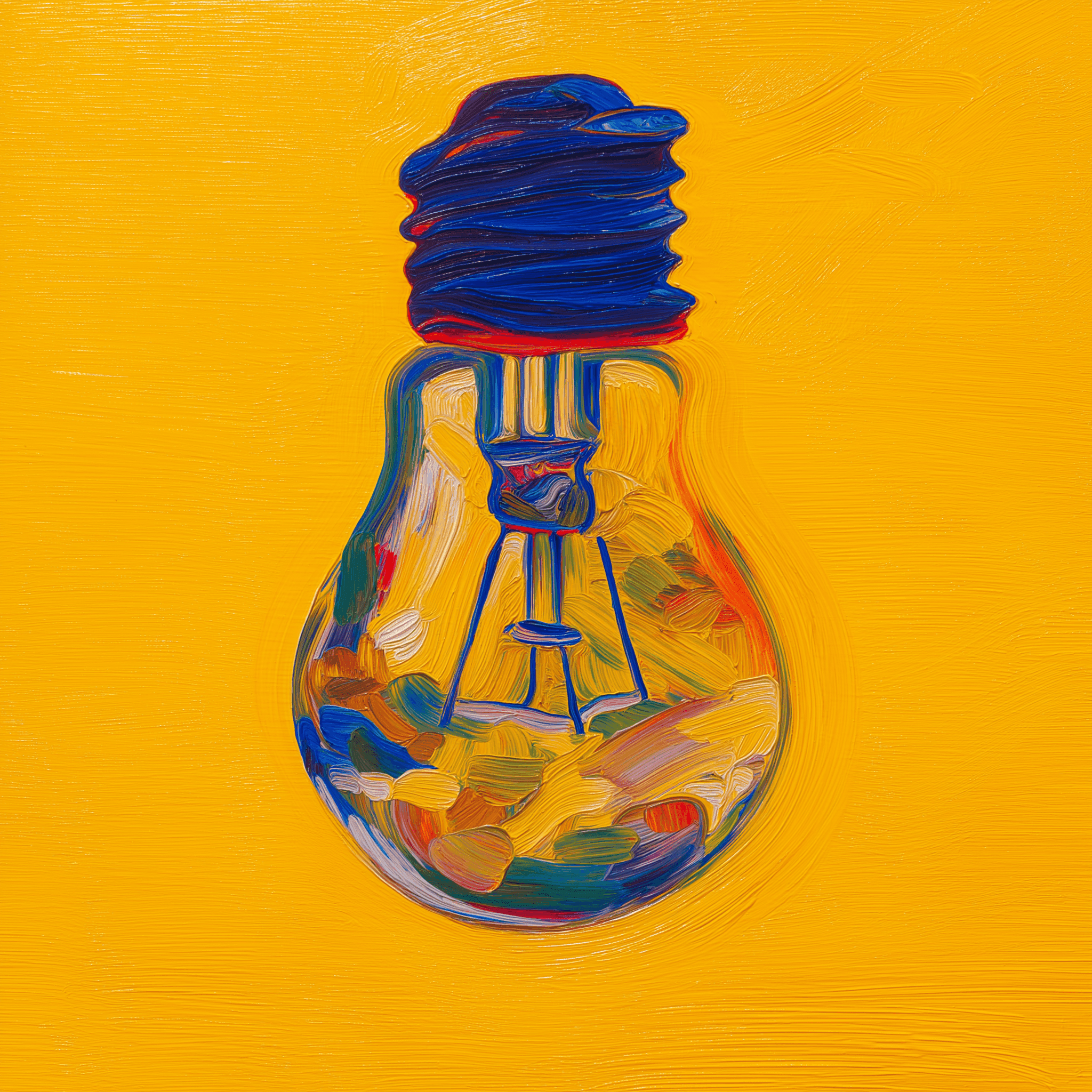 Lightbulb on yellow background