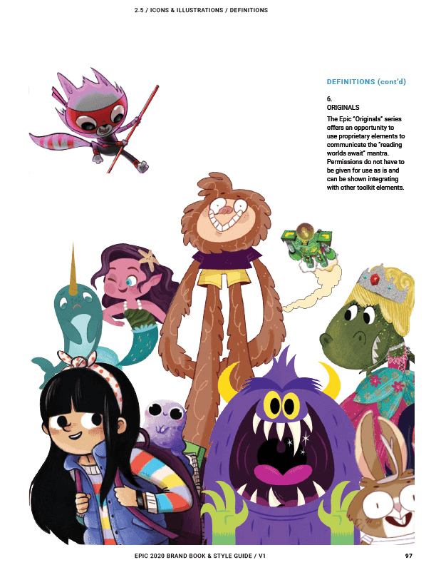 Epic Originals character illustrations