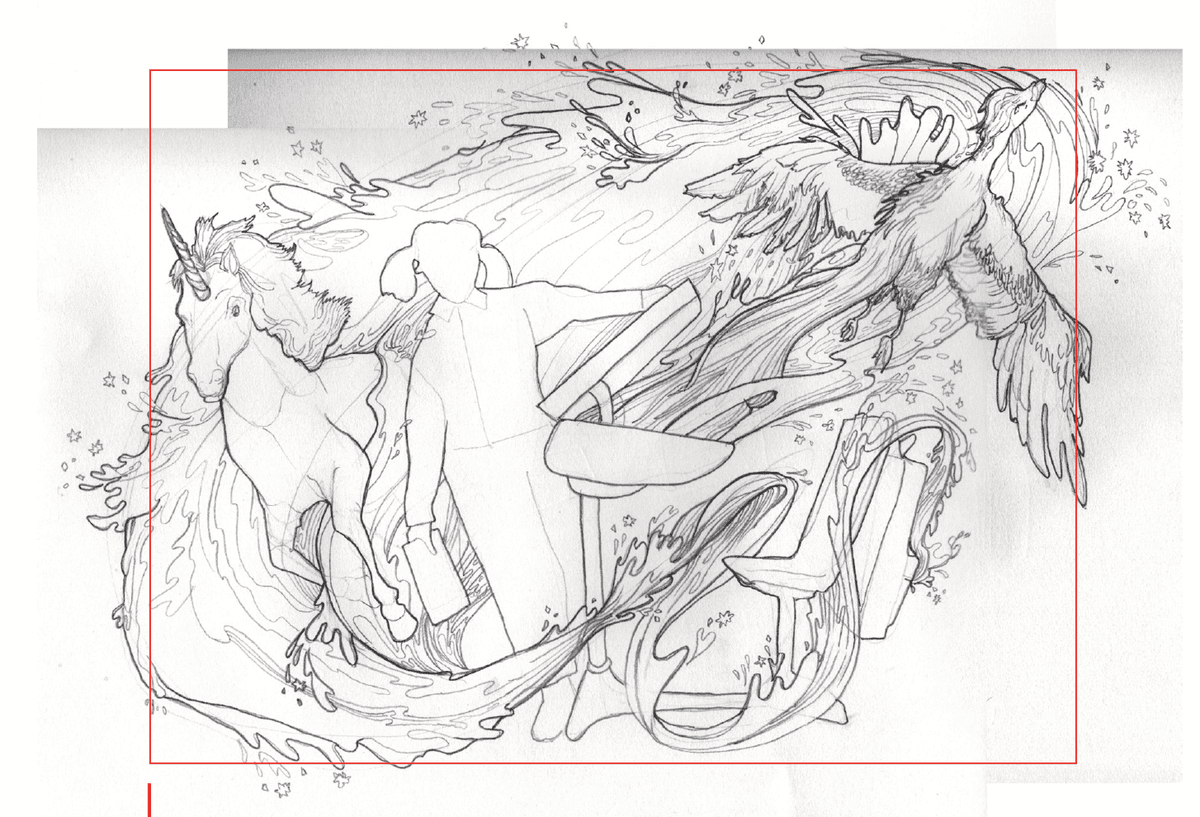 Sketch illustration of hero concept