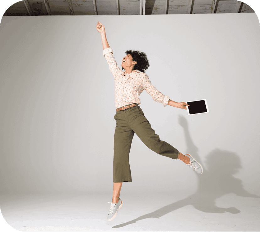 Woman jumping during photoshoot
