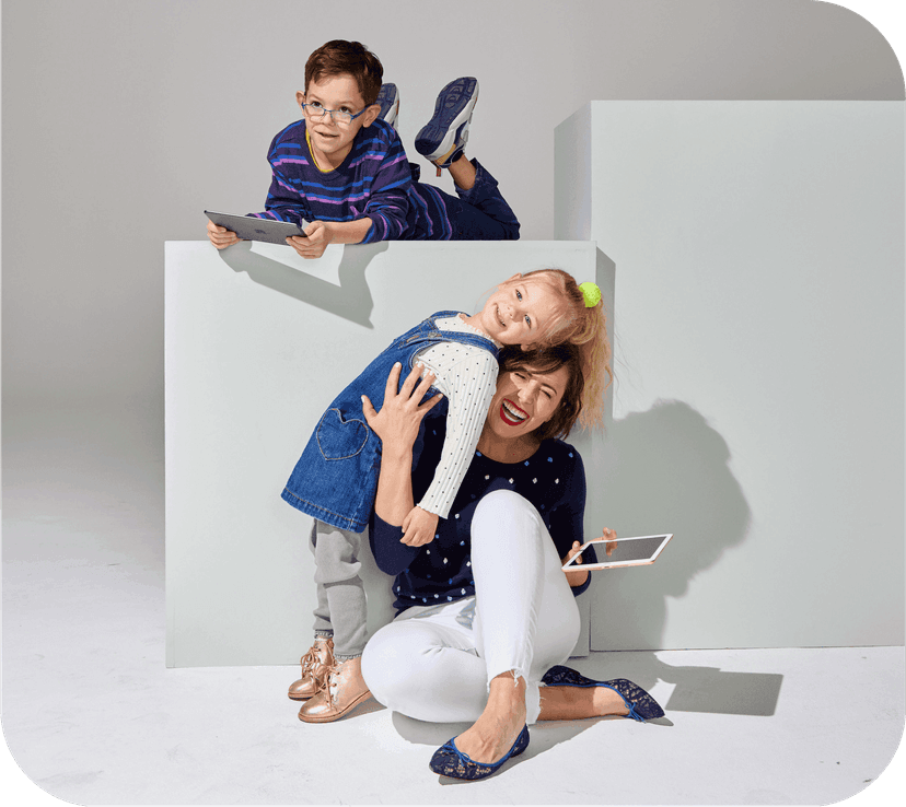 Parent and children reading together