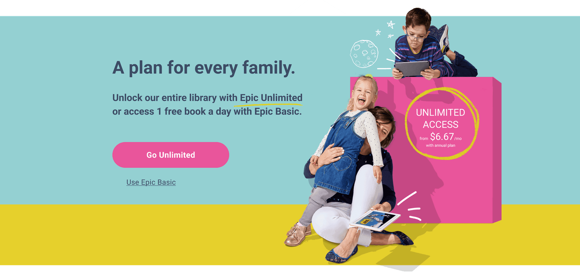 A plan for every family - Epic landing page