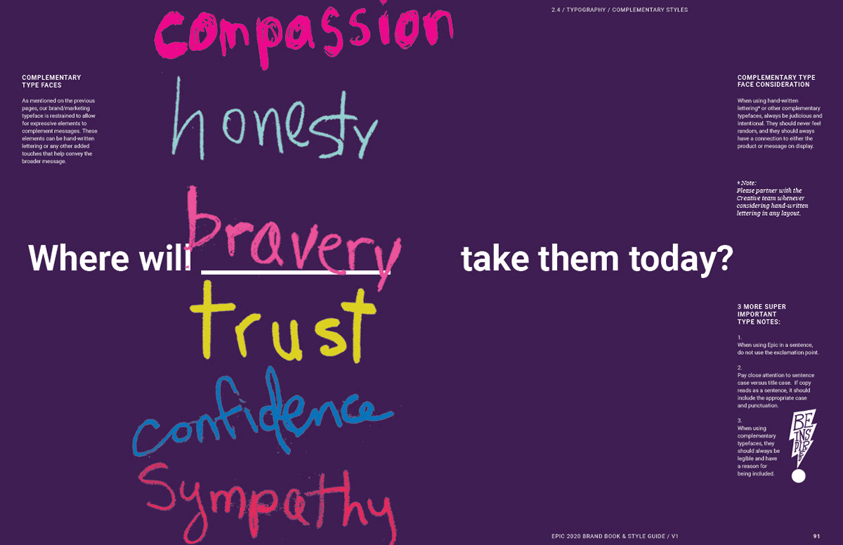 Fill-in-the-blanks typography: Where will bravery take them today?