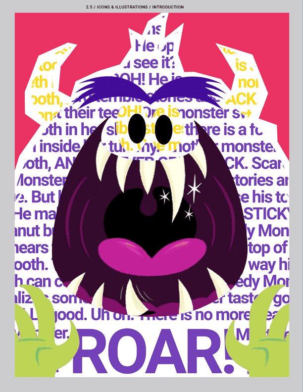 ROAR! monster illustration spread