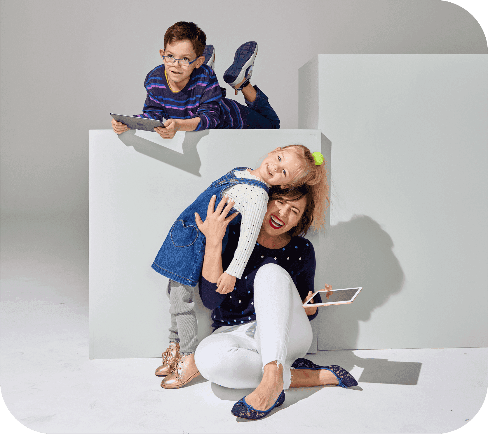 Parent and children reading together